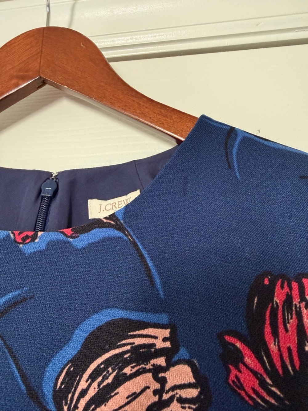 J Crew Blue Floral Midi Dress Office Attire Size 00 - Picture 9 of 9